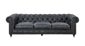 Quality Royal Style Grey 3 Seater Leather Sofa High Resilient Foam Strong Solid Wood Frame Inside wholesale