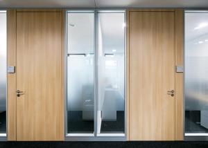 Quality Acoustic Sound Glazed Patition Wall Solid Steel Material Door Wood Color Aluminum Frame wholesale