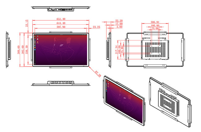 27-Inch Linux Control Platform for Public Infrastructure Management, Security Systems, Warehouse Dashboards, and Smart Factories