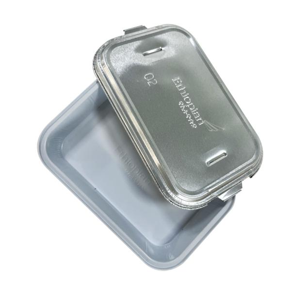 High Temperature Rectangular Airline Food Tray Gold Disposable Aluminium Foil