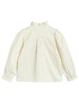 Little Girls Cotton Woven Ruffle Neck Blouse Long Sleeve Button Up For Summer