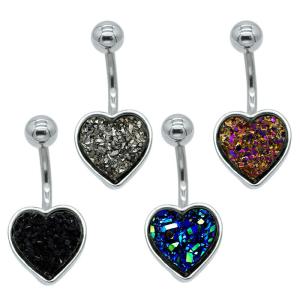 Quality Hypoallergenic Belly Button Rings Rainbow Crystal Love Heart Dangle Navel Jewelry wholesale