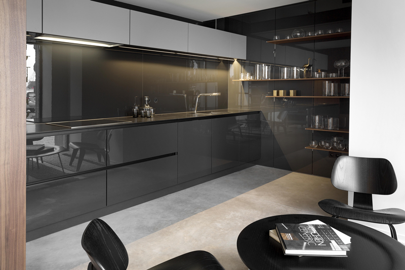 Lacquer Surface Treatment Wooden Cabinets for Customized Veneer Color Kitchen Furniture