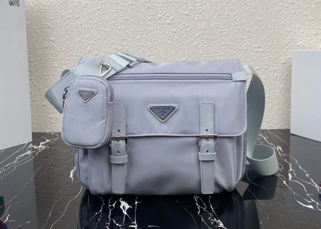 Triangle Logo Luxury Canvas Bag , Adjustable Nylon Shoulder Strap Luxury Messenger Bag