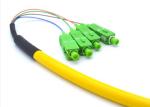 G657A1 SC / APC Pigtail Simplex , Yellow 4 Core Single Mode Fiber Optic Cable