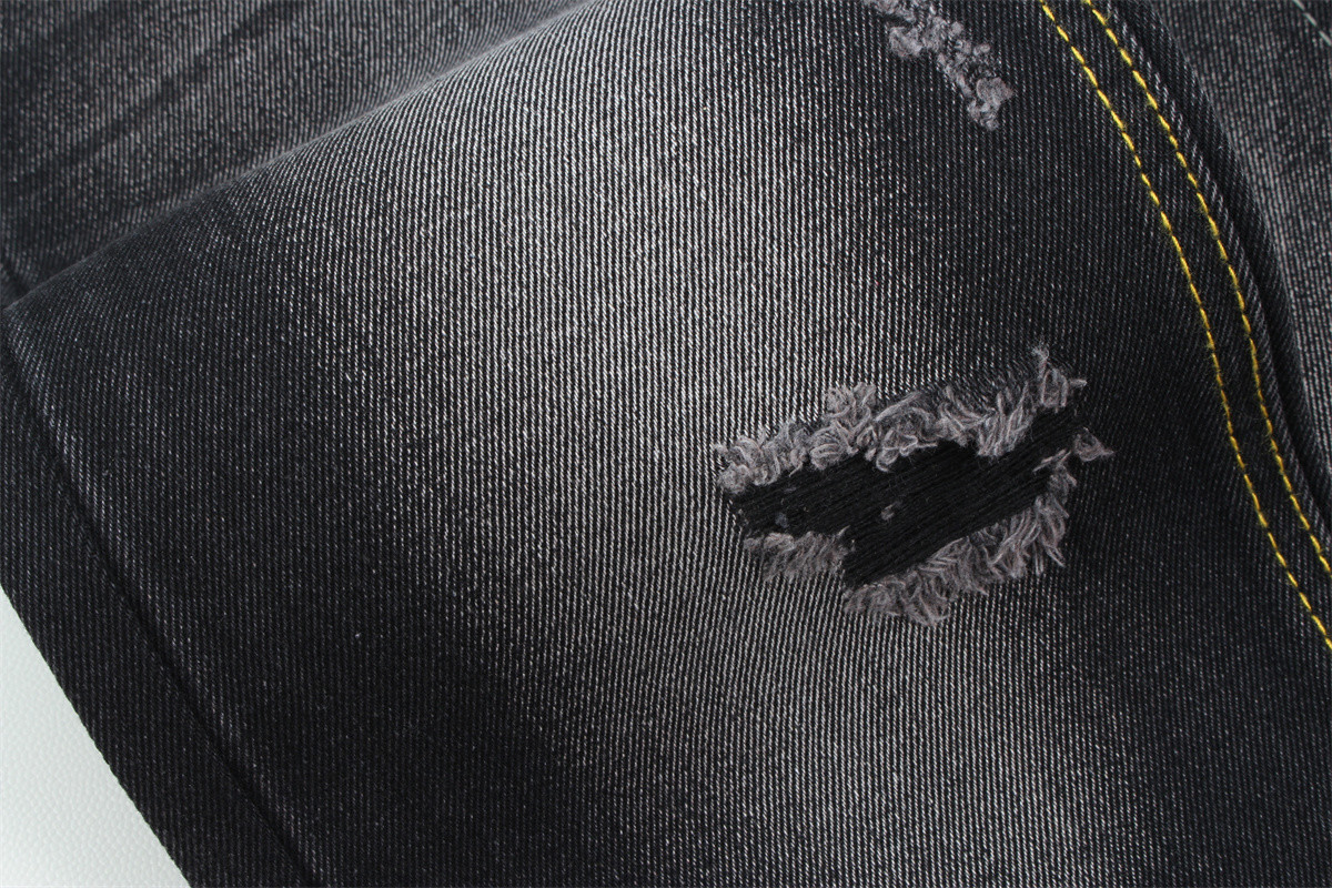 11oz Denim Fabric Rigid 56%C 44%P Black And Black Backside Full Width 180cm