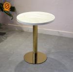 Country Style Marble Rectangle Dining Table With Stainless Steel Construction
