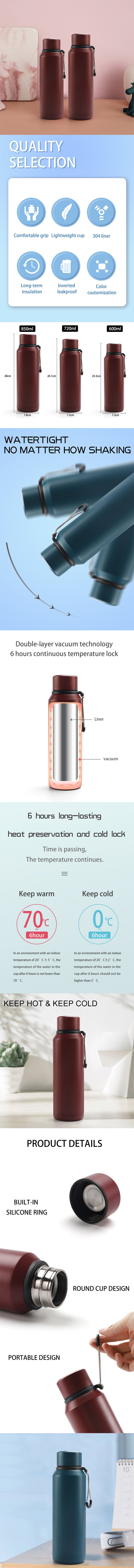 Termos Insulated Drink Water Bottle Double Wall Stainless Steel Vacuum Flask 21Ounce