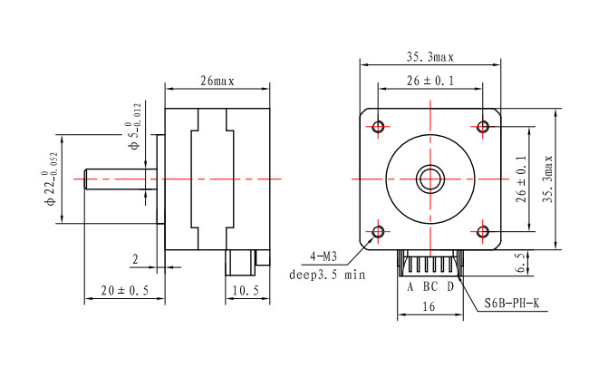 Casun NEMA 14 Stepper Motor 12V DC Stepper Motor 35X35x26mm
