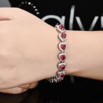 Fashion Platinum Plated Links Chain Heart Shape Red Cubic Zirconia Tennis