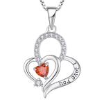 Real Silver I Love You Heart Pendant Necklace Multi Color Heart Cubic Zirconia
