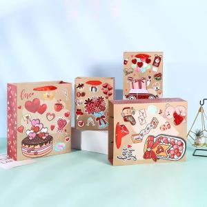 Quality Ribbon Handle Christmas Kraft Paper Bags Decorating Paper Bag For Valentine'S Day wholesale