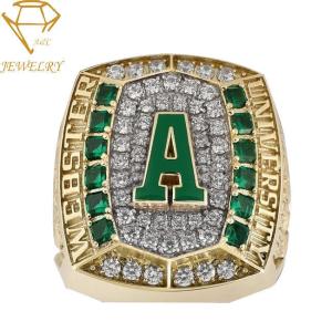 Quality Gold Engraved Custom Football Championship Rings Bezel Setting wholesale