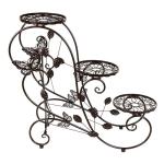 Multilayer Brown Painting 26cm Metal Planter Rack Iron Flower Pot Holder