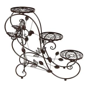 Quality Multilayer Brown Painting 26cm Metal Planter Rack Iron Flower Pot Holder wholesale