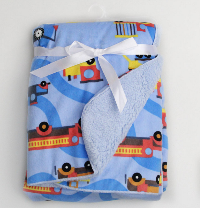 Soft 2 Layer Cartoon Print Blanket Baby Flannel Fleece Blanket 100% Polyester