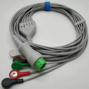 Quality Mindray T5 12 Pin 5 Leads ECG Cables And Leadwires Snap Connector For Hospital wholesale