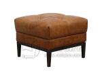 Vintage H49cm Wood Leather Ottoman Footstool For Living Room