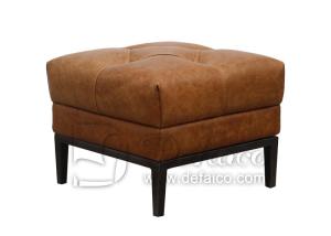 Quality Vintage H49cm Wood Leather Ottoman Footstool For Living Room wholesale