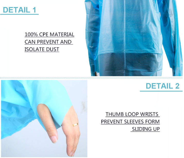 FDA Disposable CPE Gown , 510K CPE plastic gown
