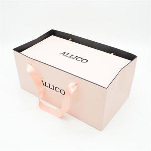 Quality Luxury 100-450gsm Recycled Paper Gift Bags Ribbon Handle wholesale