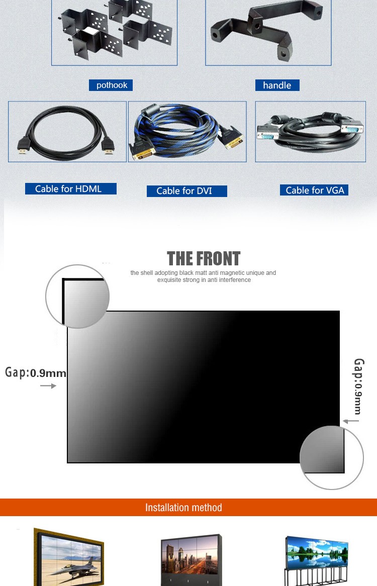 Ultra Narrow Zero Bezel LCD Video Wall Indoor Wall Mount Full Screen Lcd Monitors