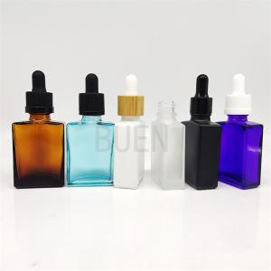 Quality Colorful Square Glass Dropper Bottle empty With Rubber Cap 100ml wholesale