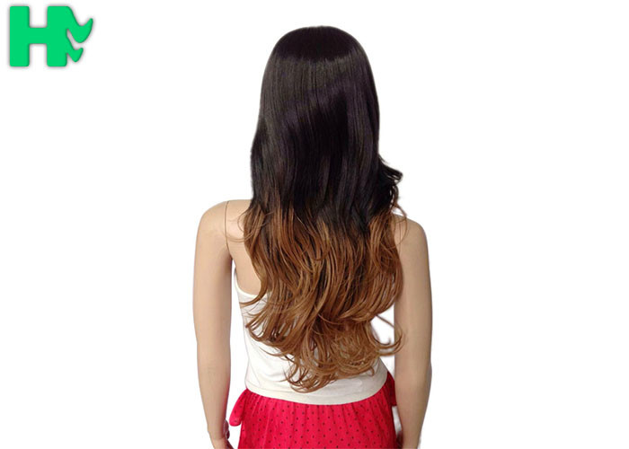 Long Curly Women Full Lace Synthetic Wigs High Heat Resistant Fiber Black Mixed Brown Color