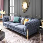 Luxury Blue Leather Sofa Set Living Room Furniture Durable Eco Friendly