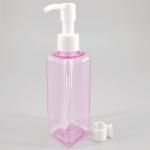 PET Clear Purple 3.5oz 100ml Square Flat Lotion Bottle