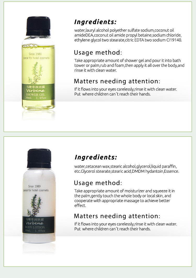 Mini Size Skin Care Hotel Body Lotion Body Care Kit Bathroom