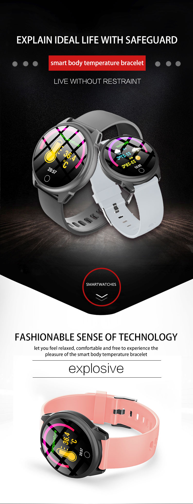 H23s Smartwatch IP67 Blood Pressure Remote Notification Health Care Heart Rate