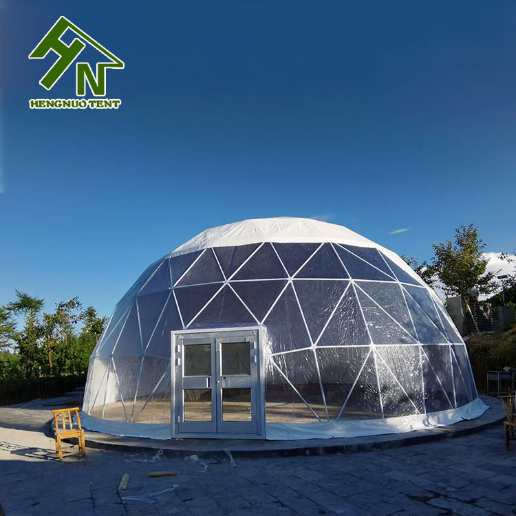 8m Geodesic Dome Tent Double Glass Door Clear Bay Window For Event