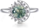 925 Sterling Silver Marquise Shape Jade Aventurine Open Leaf Rings Olive Leaf