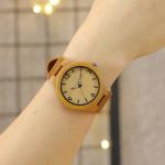 Bamboo Wood Watch Women watches ladies clock leather watchband Wristwatch Luxury