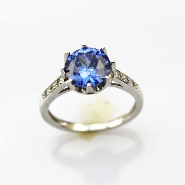 l Women's Sterling Silver Tanzanite Cubic Zirconia Engagement Ring (JY077)