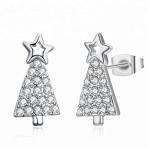 Wholesale Fashion Jewelry Star Zircon Earring Gold Plated Christmas Tree
