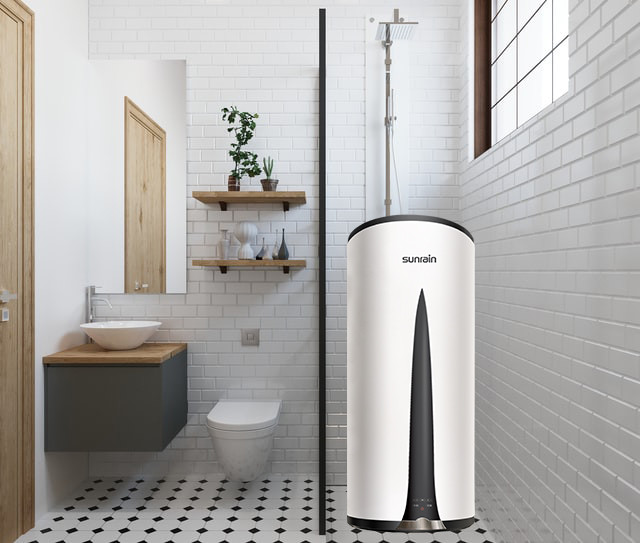 White 220~240V Air Source Heat Pump Boiler Hybrid Water Heater 80L