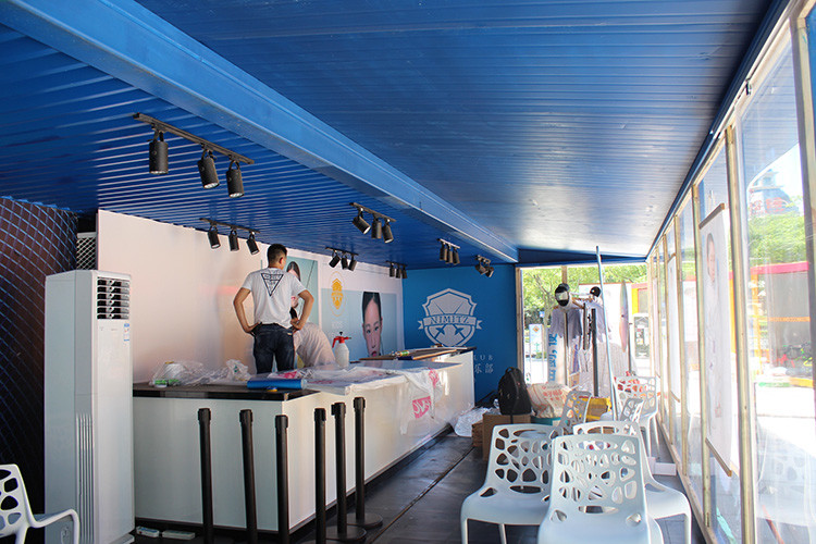 40 HC Single Side Expansion Fencing Coffee Shop Container With Sandwich Panel