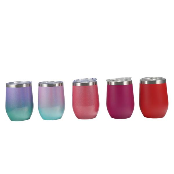 12 OZ Stainless Steel Wine Tumbler With Lid Wine Glass Tumbler Double Wall