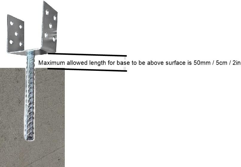 U Type Pergola Brackets Foot Shaped Galvanised 4mm Thick 4 Inch X 4 Inch X 2.3 Inch