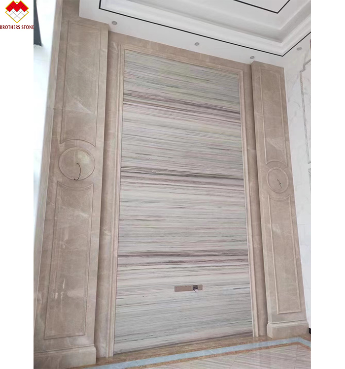 White Wood Look Marble Tiles Stair Follow Veins for a Versatile and Timeless Design