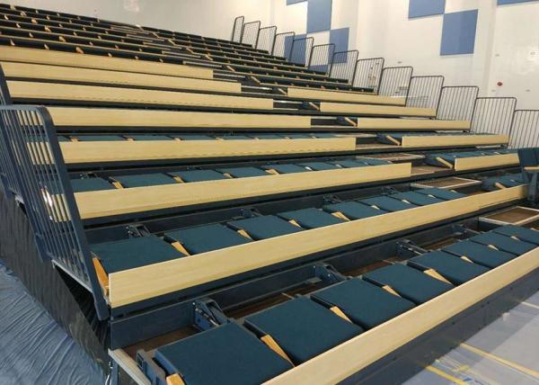 Smooth Running Retractable Auditorium Seating Soft Upholstery Sports Stadium