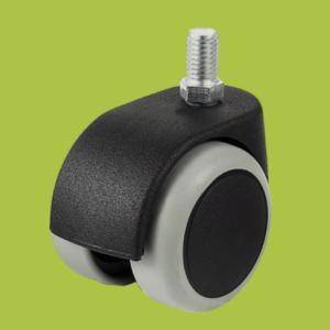 Quality 50mm big caster double wheels thread stem furniture casters with black and grey wholesale