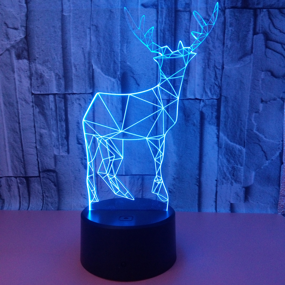 new 3d creative small table lamp deer 3D lights colorful touch LED visual lights gift atmosphere table lamp