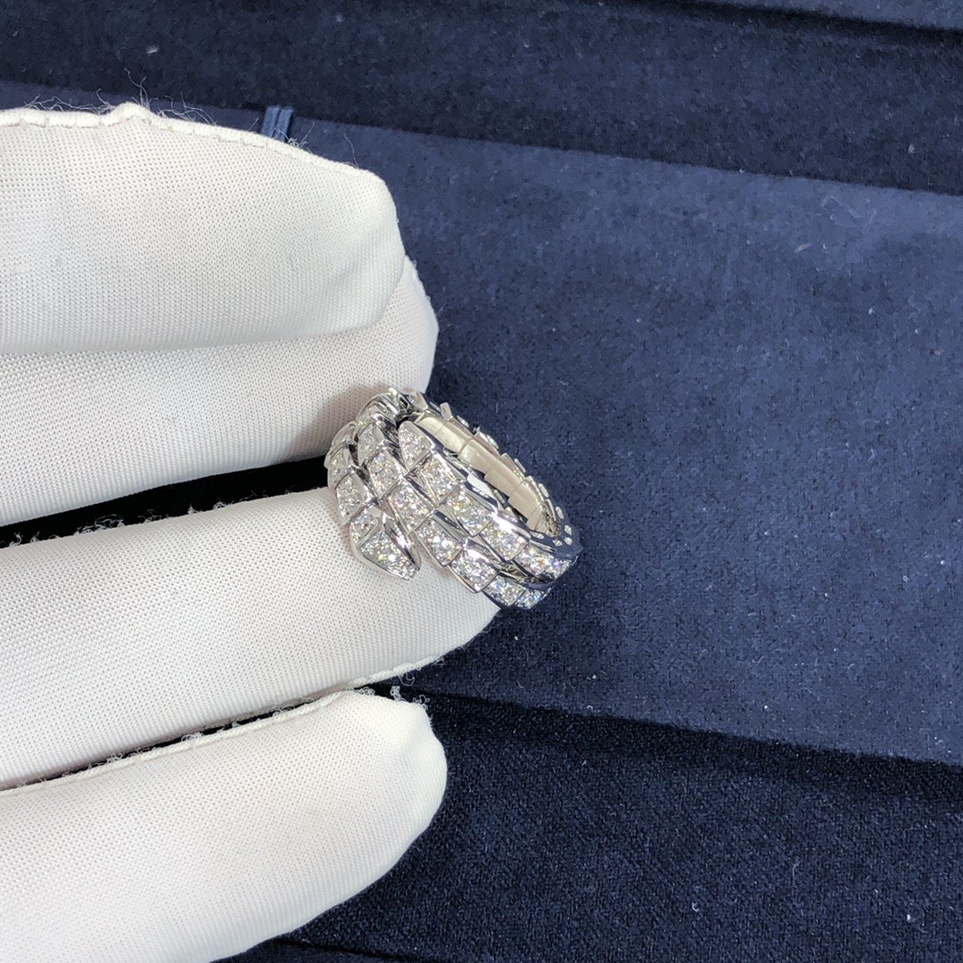 Elegant 18K Gold 2 Row Diamonds Serpenti Viper Ring Diamond Ring Yellow Gold White Gold