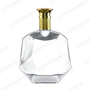 Quality Healthy Lead-free Glass 500ml Brandy Bottle for Liquor Packaging and Round Design wholesale