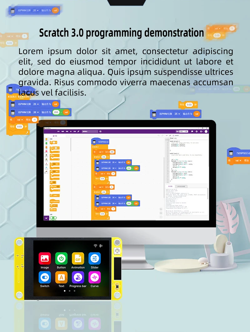 320*240 Resolution HMI Display JC2432W328C Module 43.2*57.6mm View Area