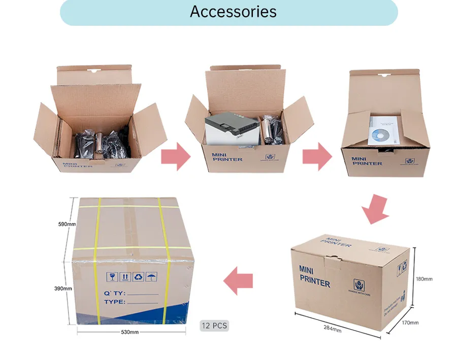 80mm Direct Thermal Receipt BT Printer with USB LAN Serial WIFI in Black and White