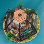 Wooden DIY Miniature Dollhouse With Furniture Gardening Tool LED Light Battery
